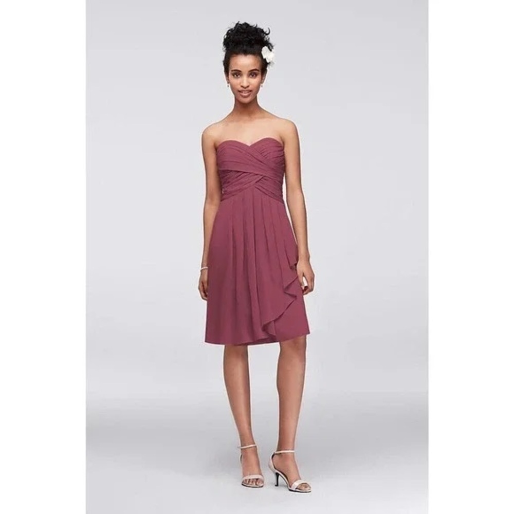 David's Bridal Strapless Wine Dress